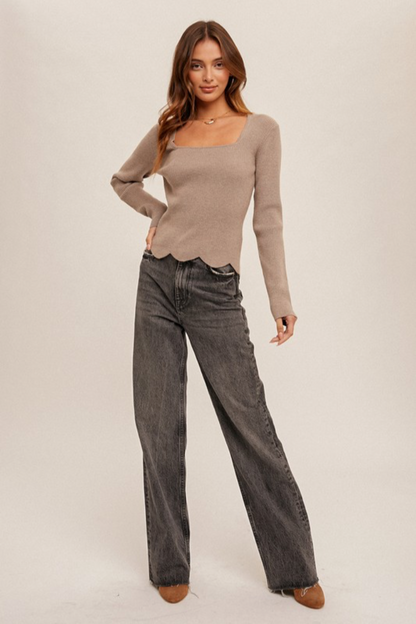 Scallop Hem Sweater