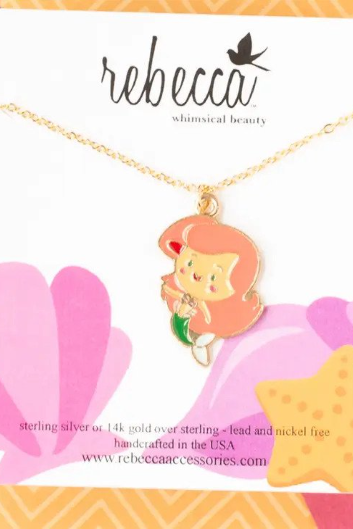 Mermaid Green Enamel Charm Pendant Necklace