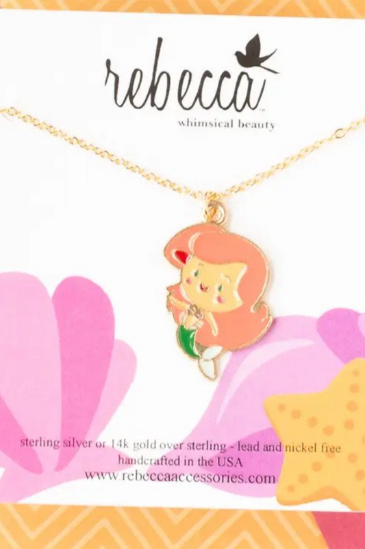 Mermaid Green Enamel Charm Pendant Necklace
