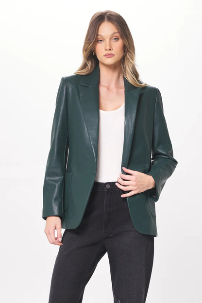 Faux Leather Blazer