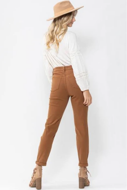 High Waist Brown Slim Denim Pant
