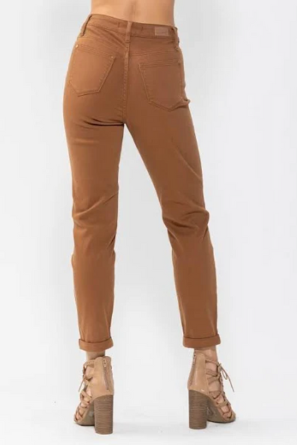 High Waist Brown Slim Denim Pant