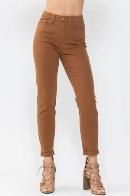 High Waist Brown Slim Denim Pant