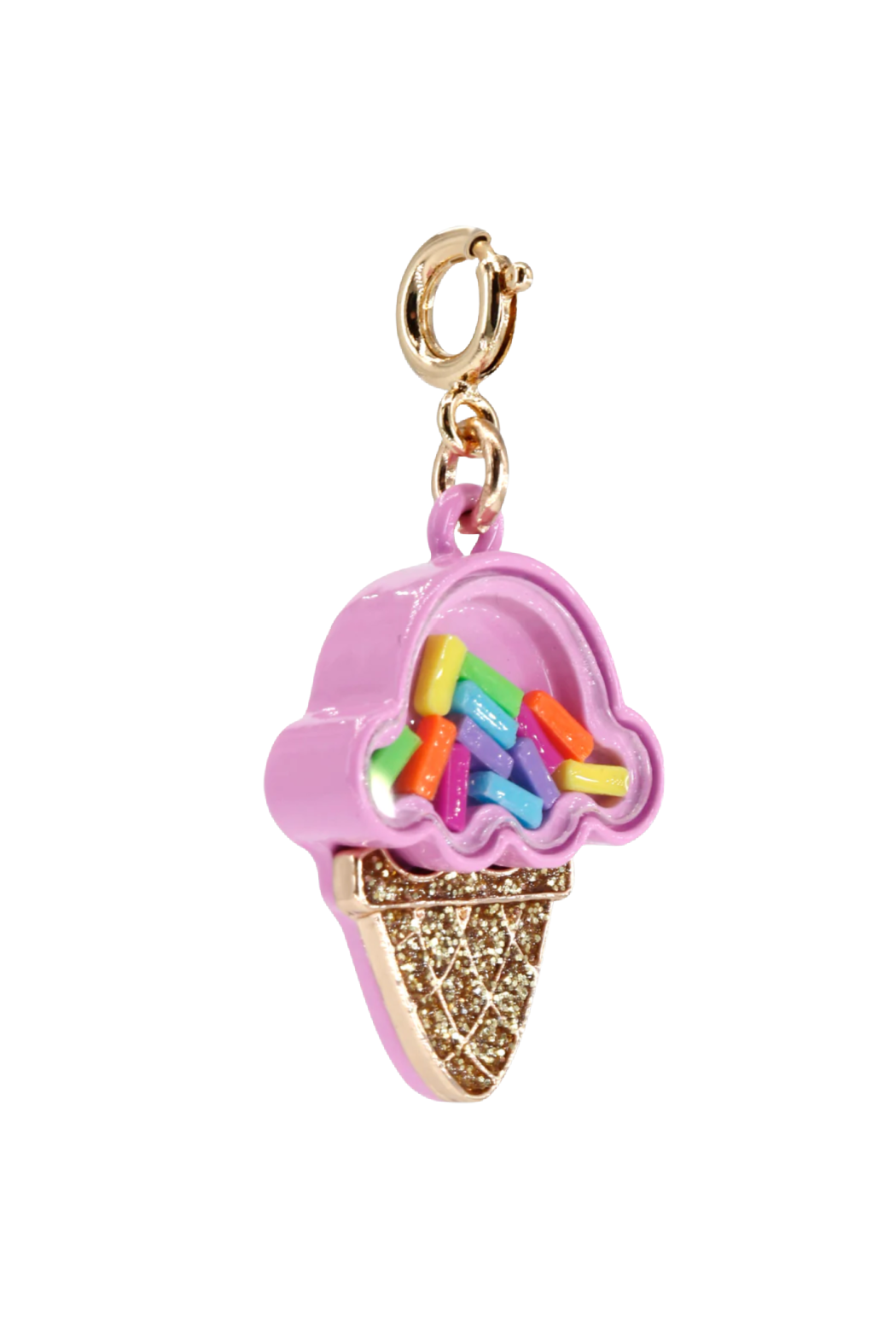 Gold Ice Cream Cone Shaker Charm