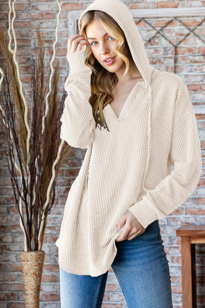 Ribbed Hoodie Top