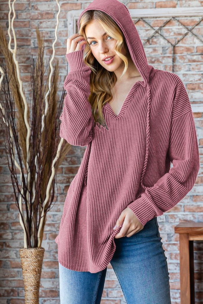 Ribbed Hoodie Top