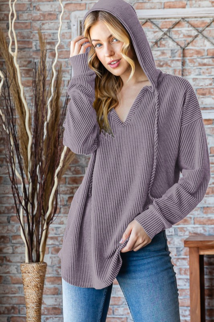 Ribbed Hoodie Top