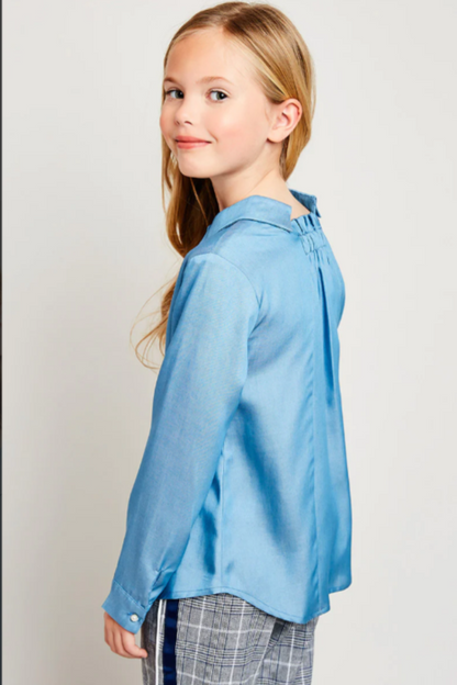 Girls Pearl Button Down Shirt