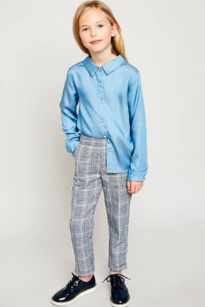 Girls Pearl Button Down Shirt