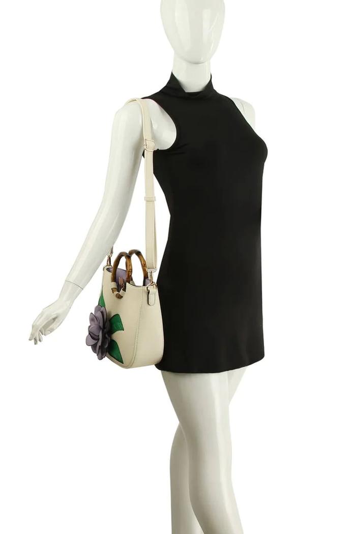Women Flower Satchel Evening Purse Two Handle