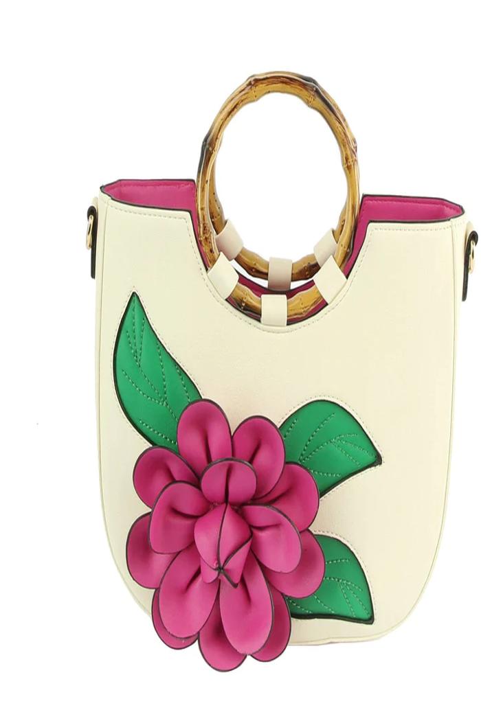 Women Flower Satchel Evening Purse Two Handle