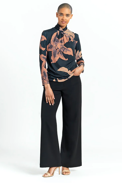 Mock-neck Pleated-Detail Top