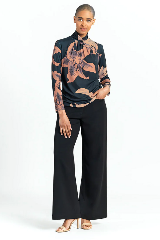 Mock-neck Pleated-Detail Top