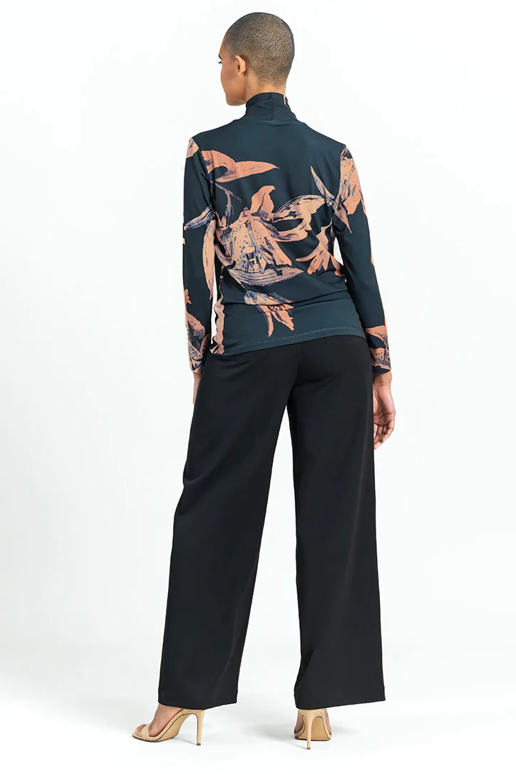 Mock-neck Pleated-Detail Top