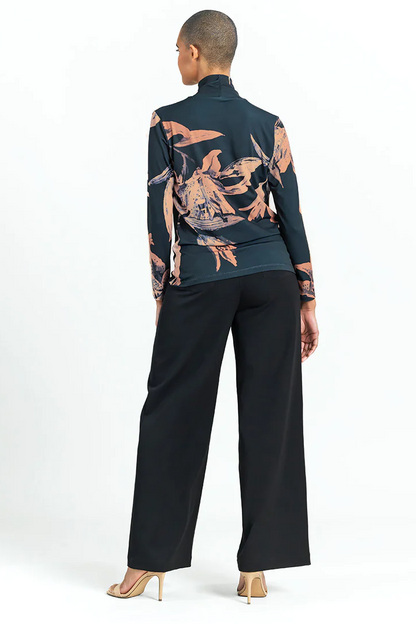 Mock-neck Pleated-Detail Top