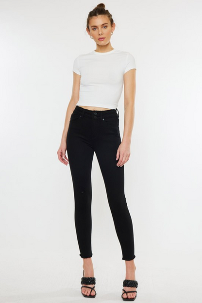 Kan Can High Rise WB Detail Ankle Skinny (KC7317BK)