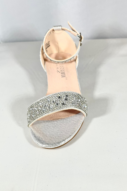 Kids Silver Block-Heel