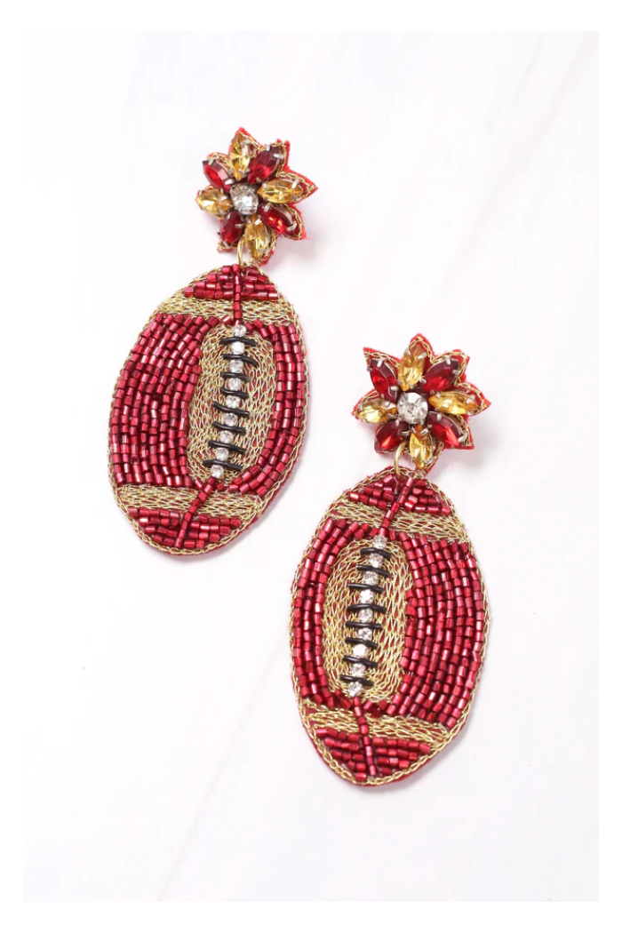Field Goal Embellished Football Earring GARNET GOLD