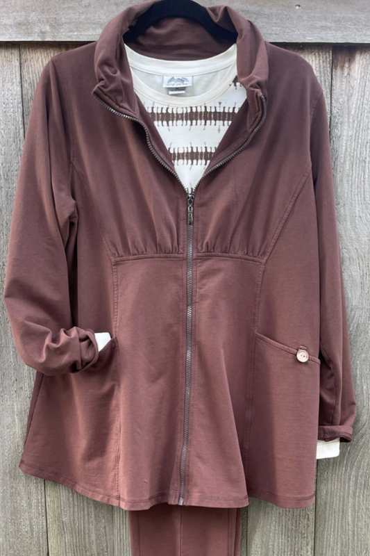Mock neck zip front jacket