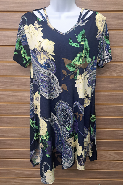Blue floral paisley tunic