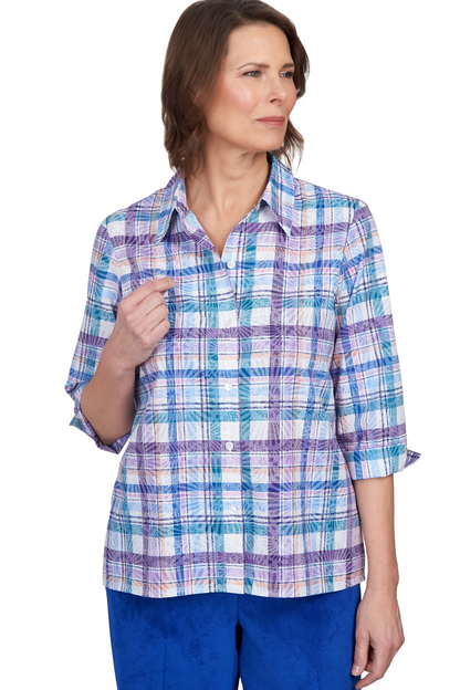 Endearing Plaid Button Down Top