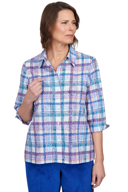 Endearing Plaid Button Down Top