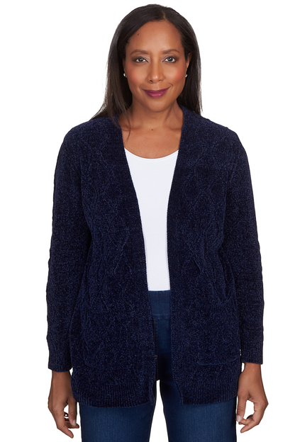 Chenille Long Open Cardigan