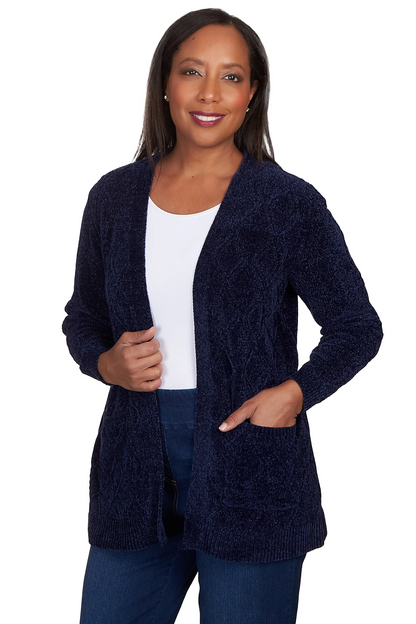 Chenille Long Open Cardigan