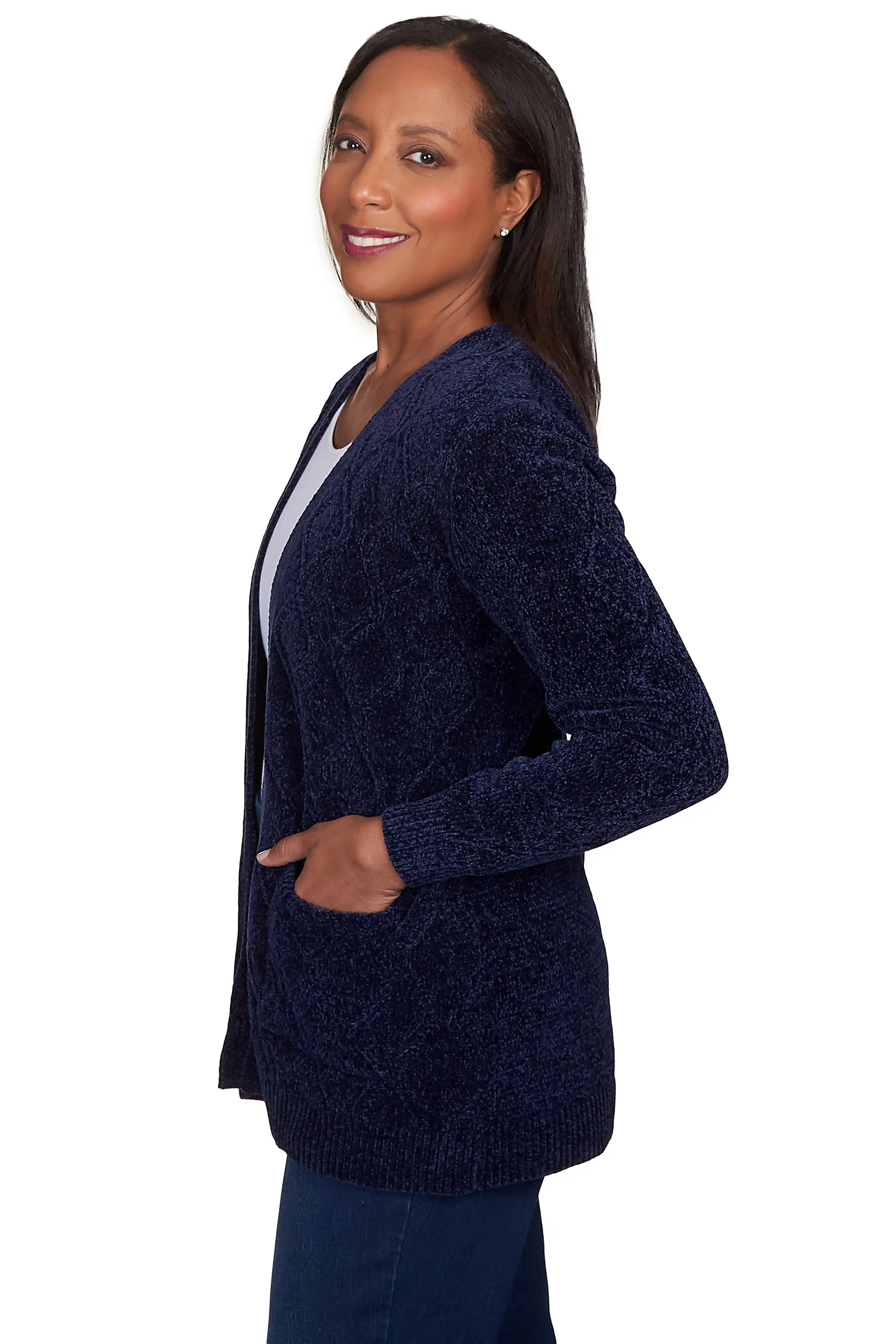 Chenille Long Open Cardigan