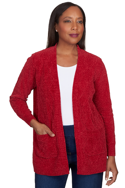 Chenille Long Open Cardigan
