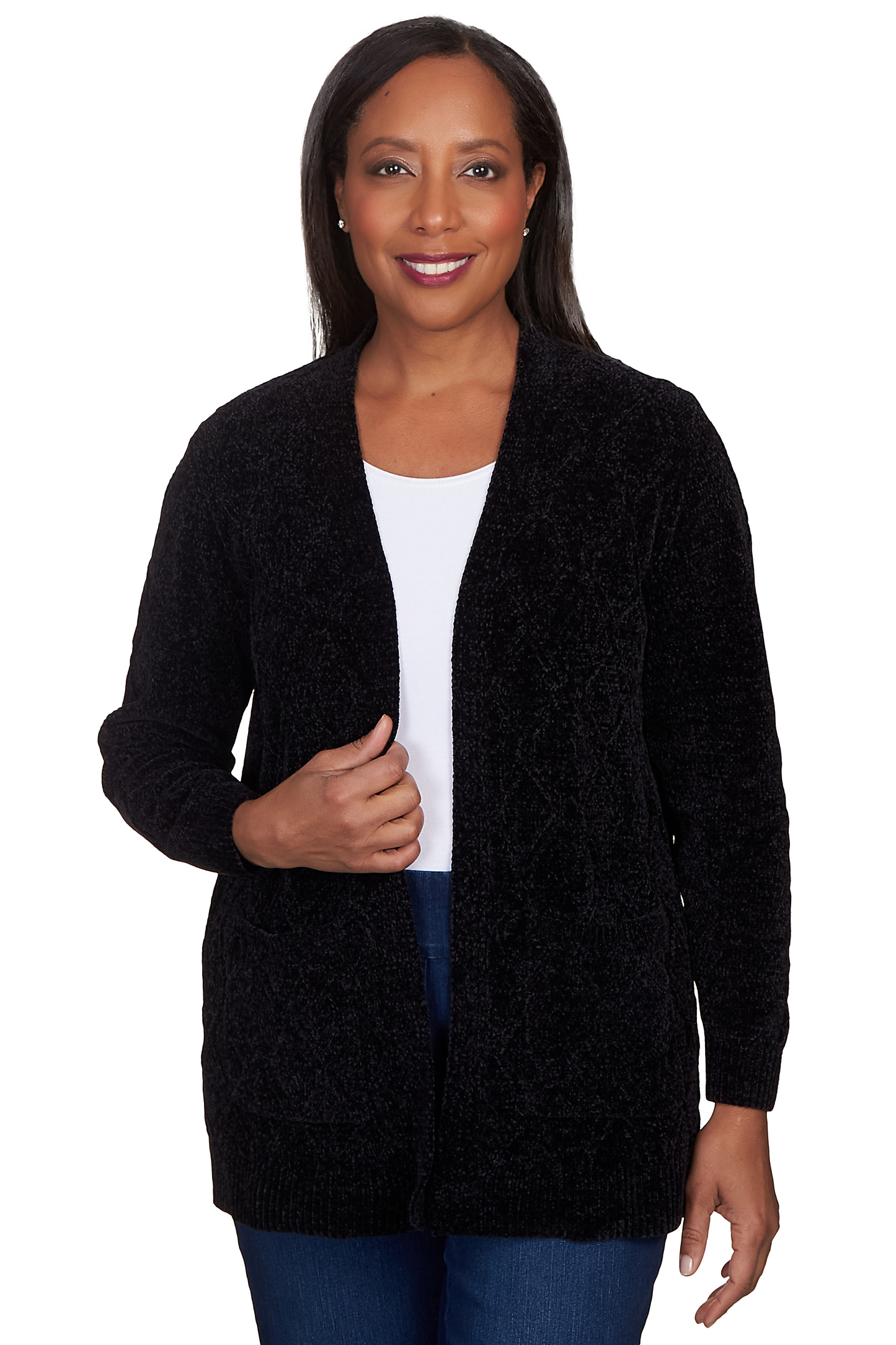 Chenille Long Open Cardigan