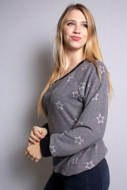 Star Print Raglan Top