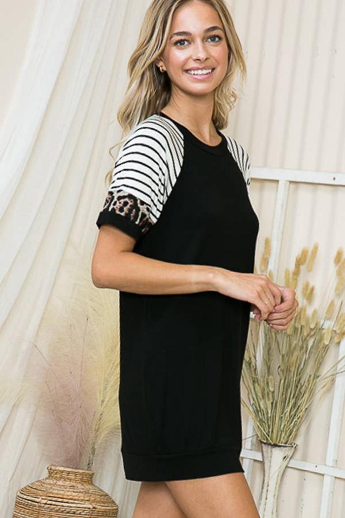 Solid Mini Dress With Color Block
