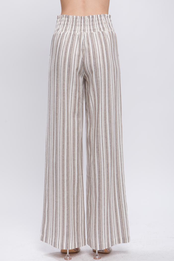 Smocked Waistband Linen Pants
