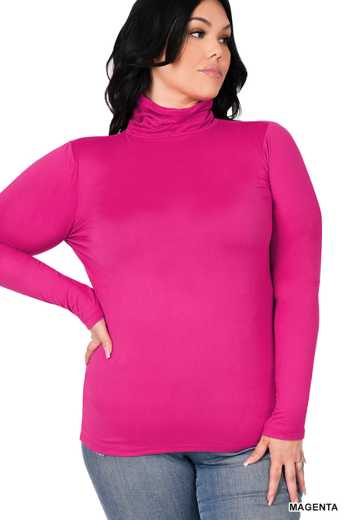 Plus Premium Microfiber Mock Neck Top