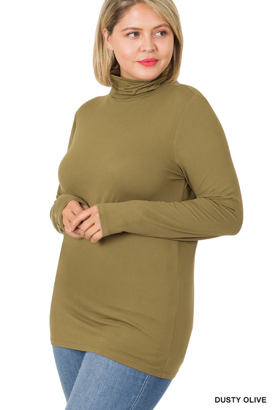 Plus Premium Microfiber Mock Neck Top