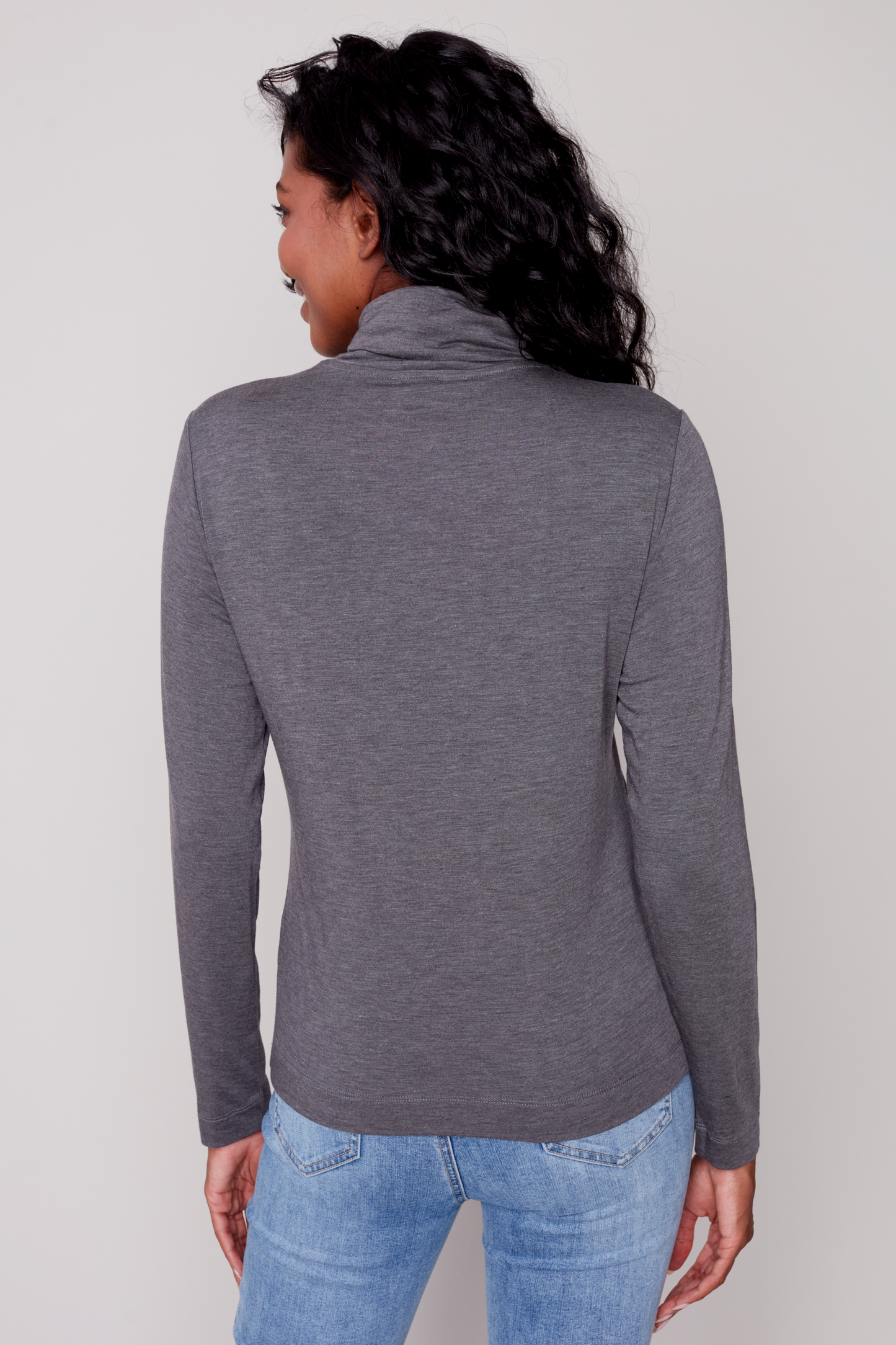 Mock Neck Set In Long Sleeve Top