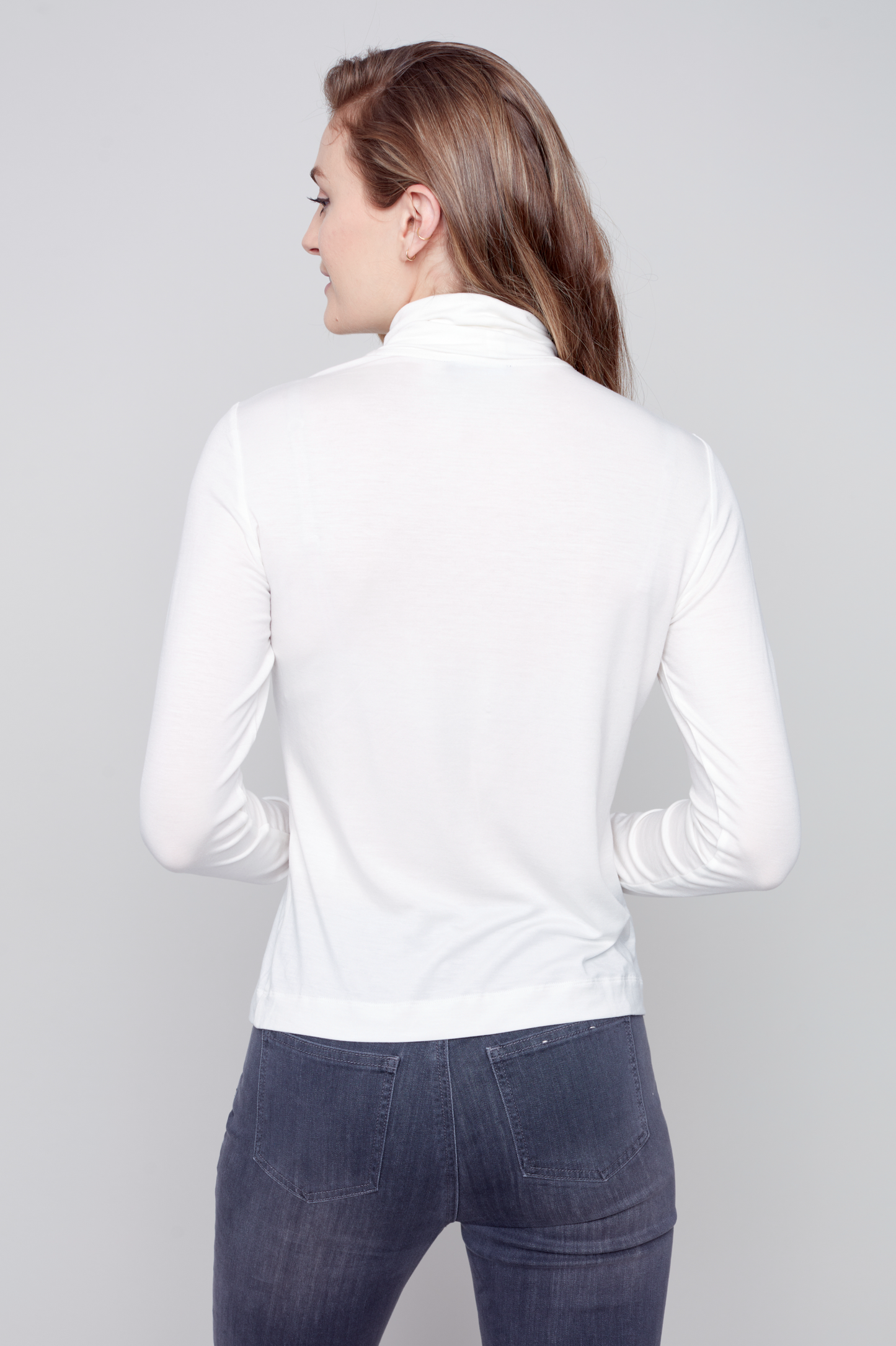 Mock Neck Set In Long Sleeve Top