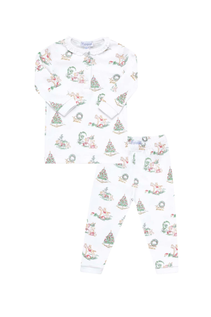 Girl Christmas Toile Pajamas