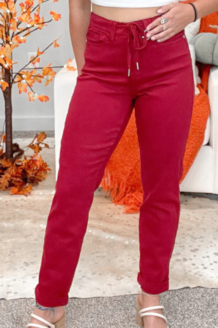 HIGH WAIST PULL ON CUFFED JOGGERS