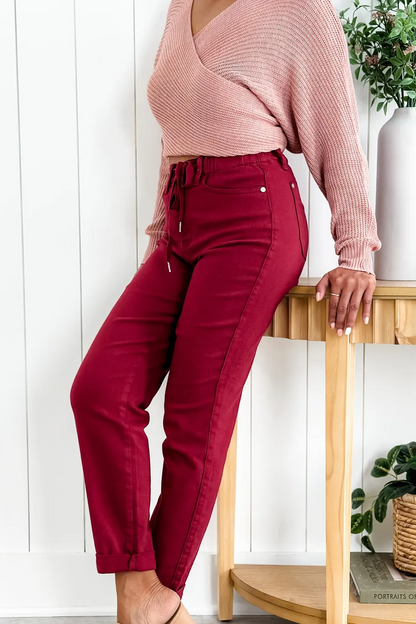 HIGH WAIST PULL ON CUFFED JOGGERS