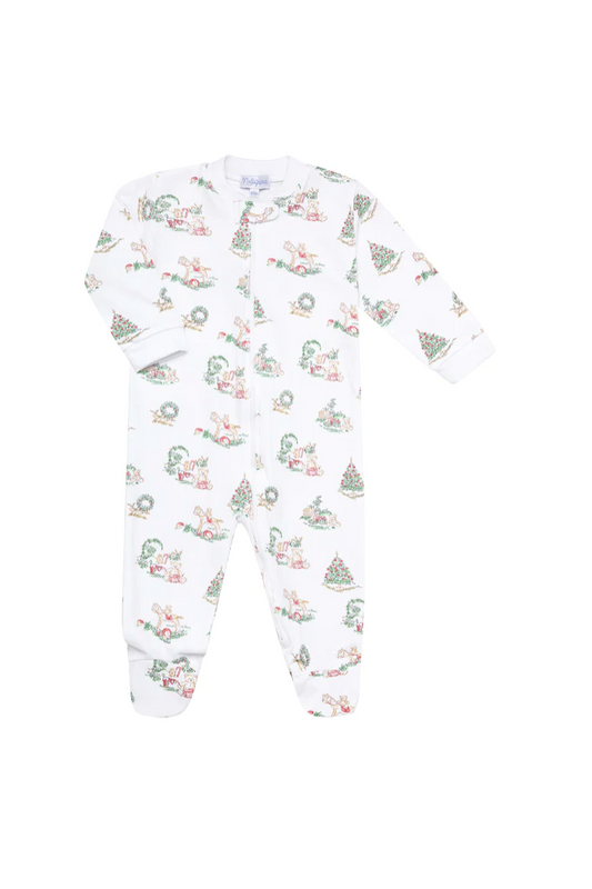 Christmas Toile Zipper Footie