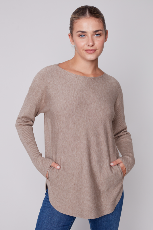 Long Sleeve Sweater with Back Eyelet Detail
