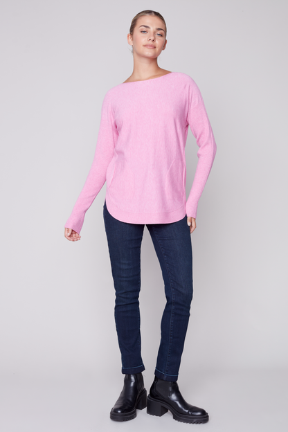 Long Sleeve Sweater with Back Eyelet Detail
