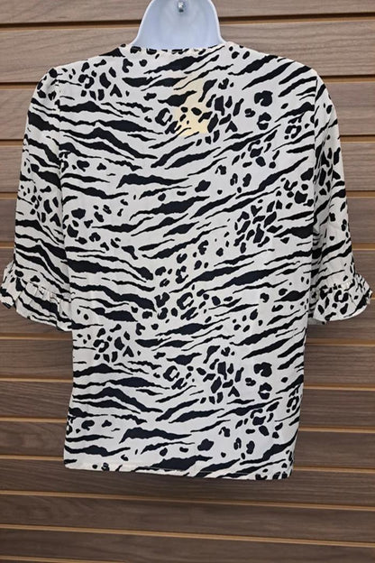 Ruffle Sleeve Tiger Print