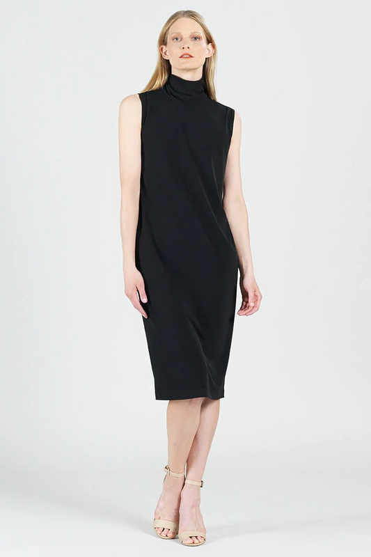 Mock Neck Sleeveless Classic Midi Soft Knit Dress
