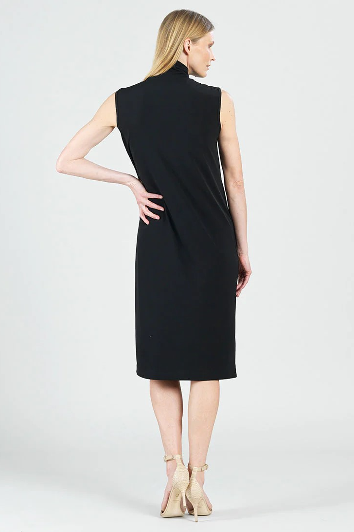 Mock Neck Sleeveless Classic Midi Soft Knit Dress