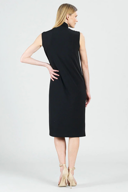 Mock Neck Sleeveless Classic Midi Soft Knit Dress