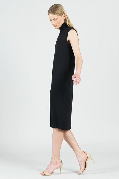 Mock Neck Sleeveless Classic Midi Soft Knit Dress