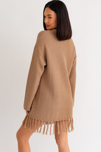 Fringe Trim Knit Dress
